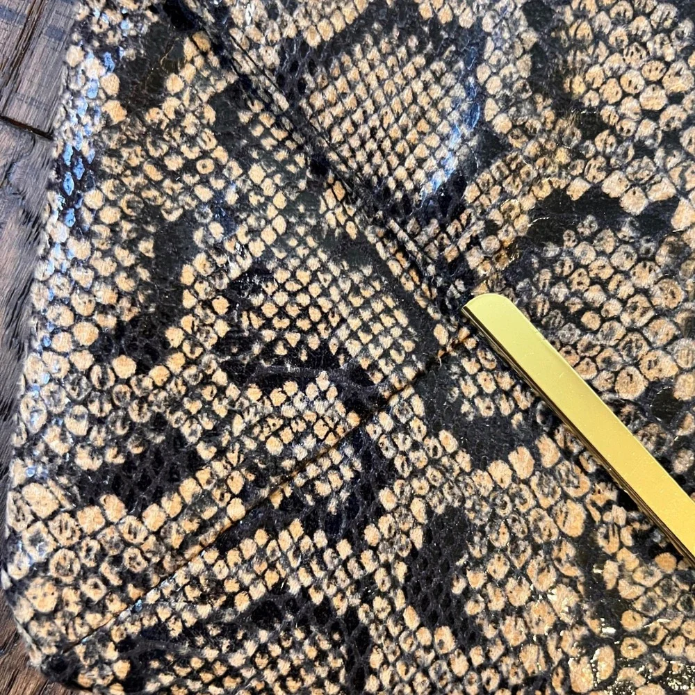 Miss Selfridge Large‎ Python Snake Print Clutch w/Gold Chain Strap Y2K 2000s 90s